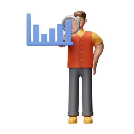 Young Man Doing Business Analysis  3D Icon