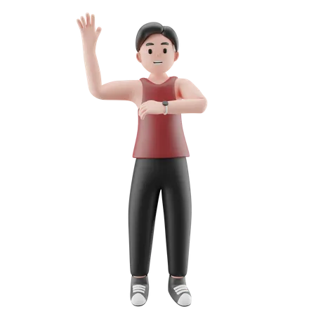 Young Man Doing Exercise  3D Illustration