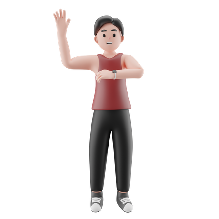 Young Man Doing Exercise  3D Illustration