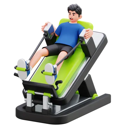 マシンでエクササイズをする若い男性  3D Illustration