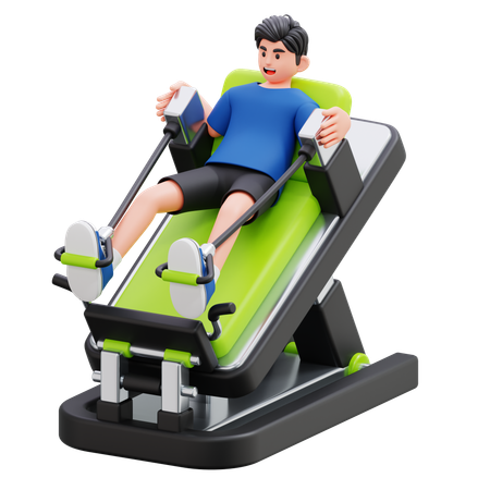 Young Man Doing Exercise On Machine  3D Illustration
