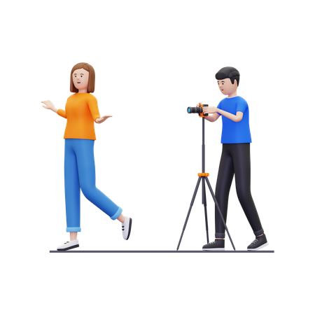 Young man doing model photo shoot  3D Illustration