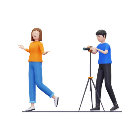 Young man doing model photo shoot  3D Illustration