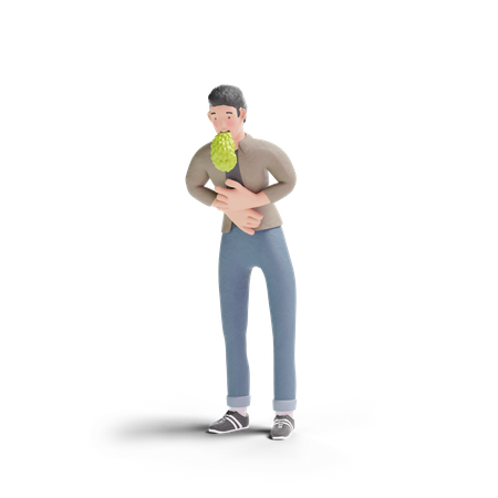 Young man doing vomiting 3D Illustration