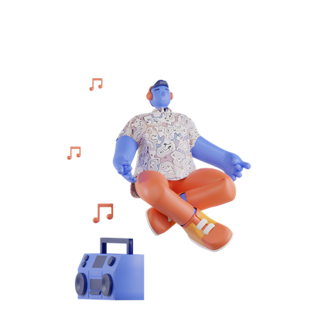 Young Man enjoying music  3D Icon