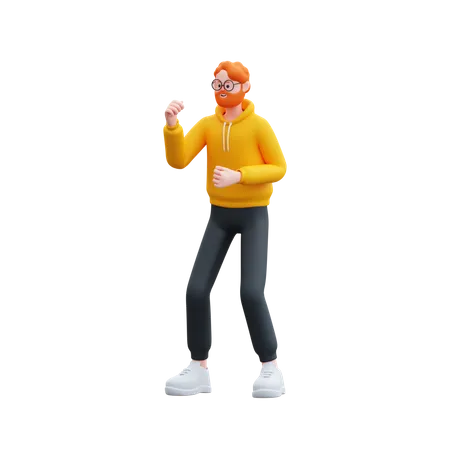 Young man excited and celebrate success  3D Illustration
