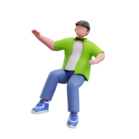 Young man falling down  3D Icon