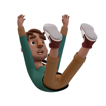 Young Man Falling From Sky  3D Illustration