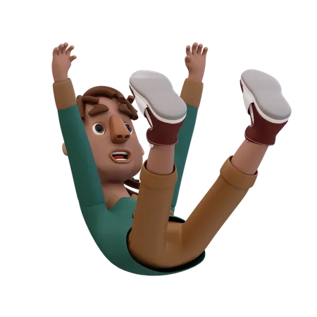 Young Man Falling From Sky  3D Illustration