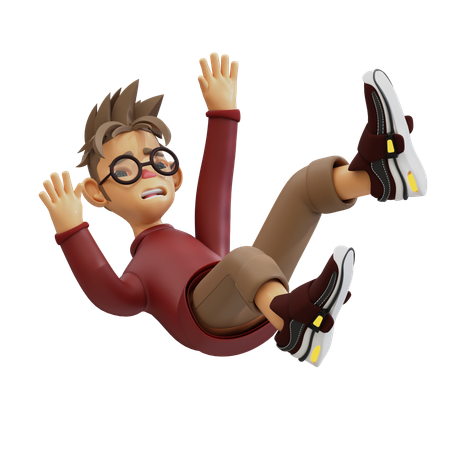 Young Man Falling From Sky  3D Illustration