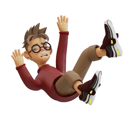 Young Man Falling From Sky  3D Illustration