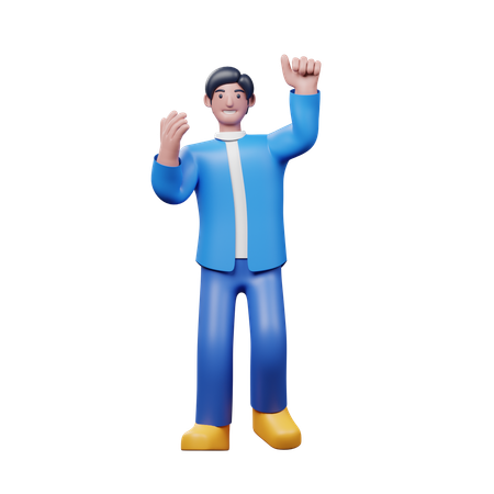 Young Man Feeling Happy While Celebrating Success  3D Illustration