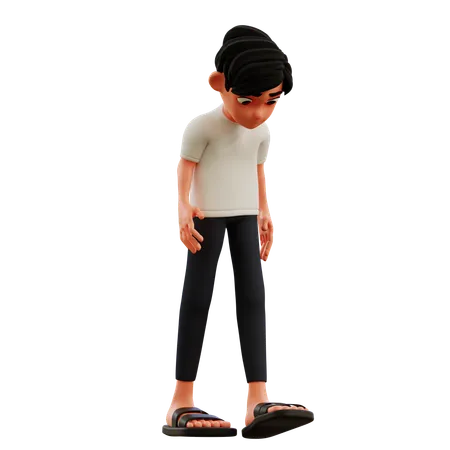 Young Man Feeling Tired  3D Illustration