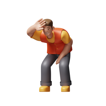 Young Man Feeling Tired  3D Icon