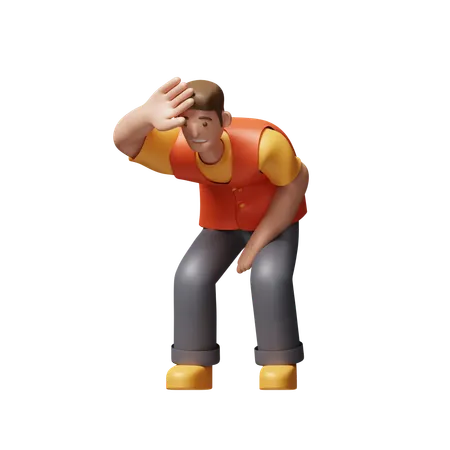 Young Man Feeling Tired  3D Icon