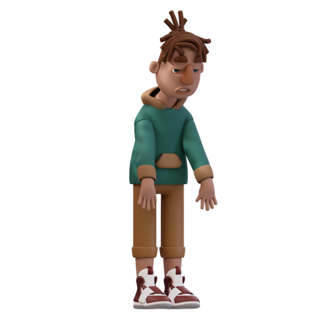 Young Man Feeling Tired  3D Illustration