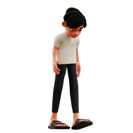 Young Man Feeling Tired  3D Illustration