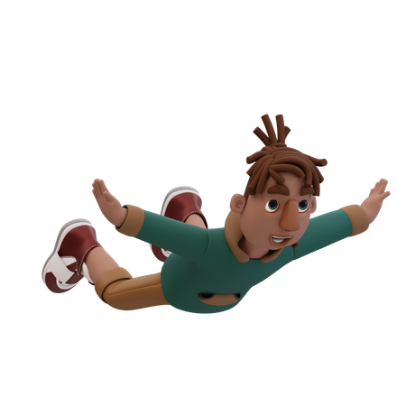 Young Man Floating In Sky  3D Illustration