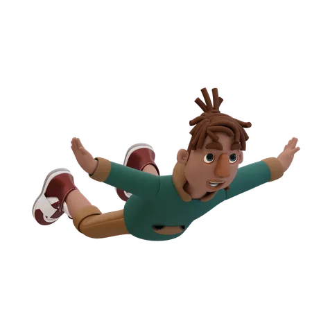 Young Man Floating In Sky  3D Illustration