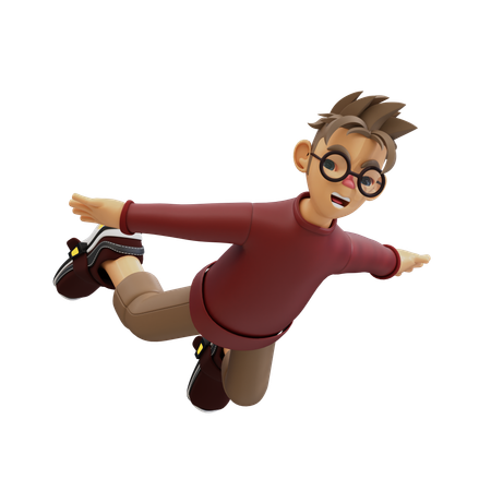 Young Man Floating Sky  3D Illustration