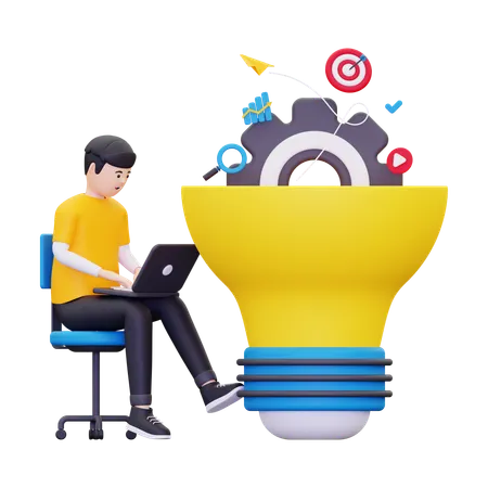 Young Man Getting Business Idea  3D Illustration