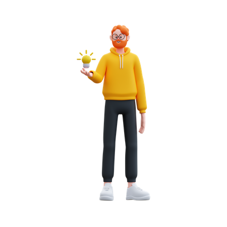 Young man getting creative idea  3D Icon