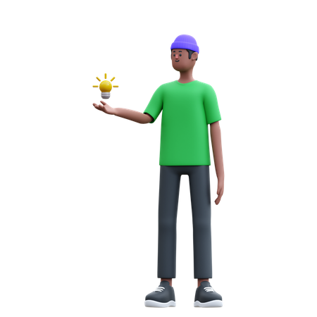 Young man getting creative idea  3D Icon