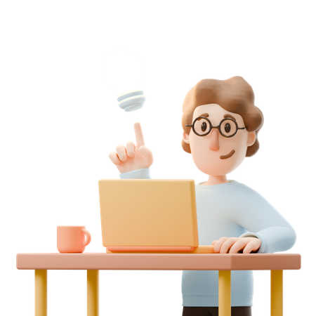 Young Man Getting Idea  3D Icon