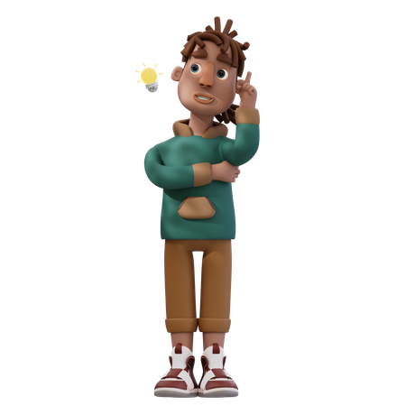 Young Man Getting Idea  3D Icon
