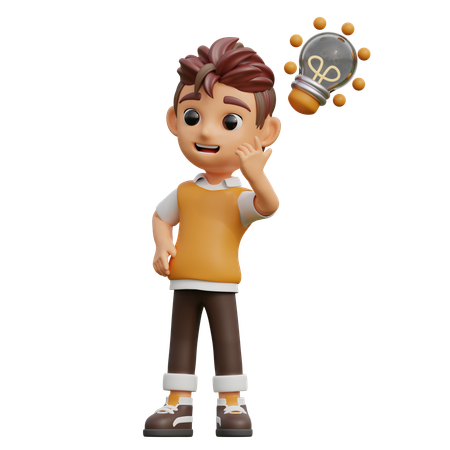 Young Man Getting Idea  3D Icon