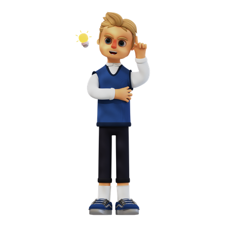 Young Man Getting Idea  3D Icon