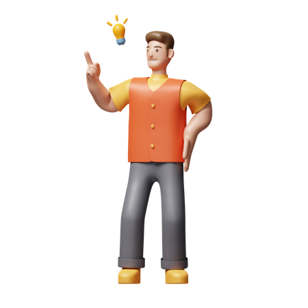 Young Man Getting Idea  3D Icon