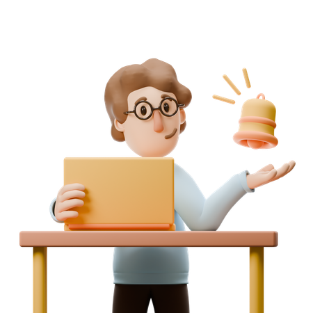 Young Man Getting Notification  3D Illustration