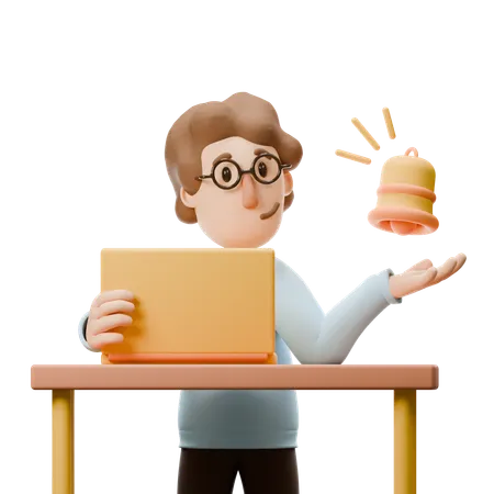 Young Man Getting Notification  3D Illustration