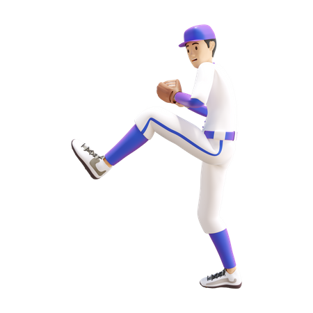 Young man getting ready to throw ball  3D Illustration