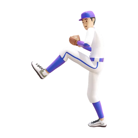 Young man getting ready to throw ball  3D Illustration