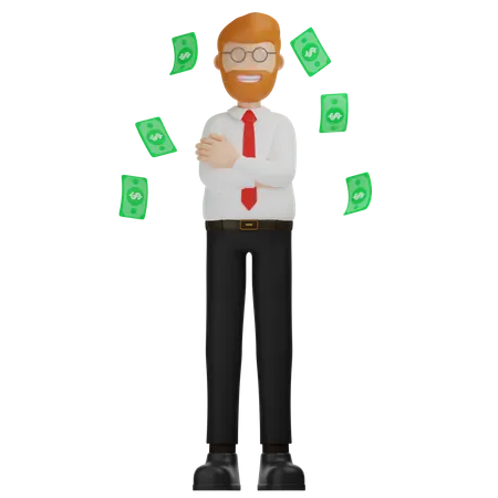 Young Man getting Rich 3D Illustration