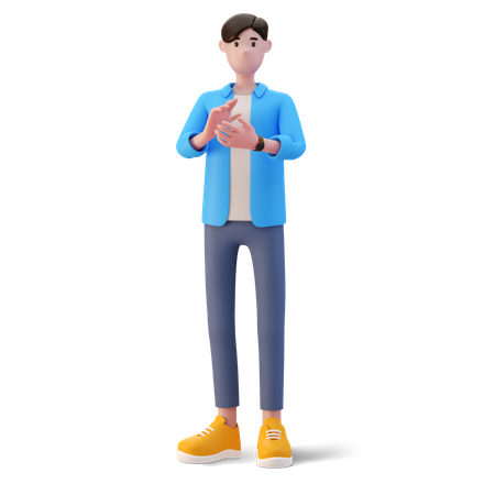 Young man giving appreciation  3D Icon