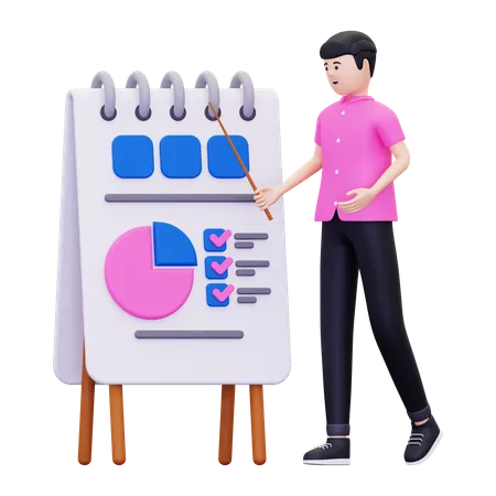 Young Man Giving Business Presentation  3D Illustration