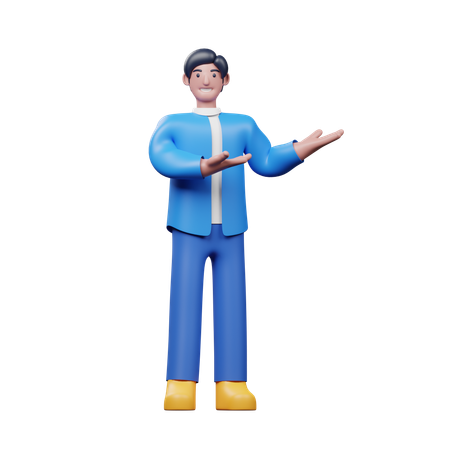 ビジネスプレゼンテーションを行う若い男性  3D Illustration