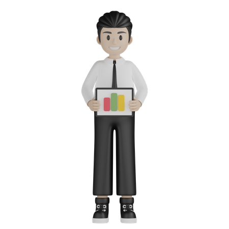 Young man giving business presentation 3D Illustration