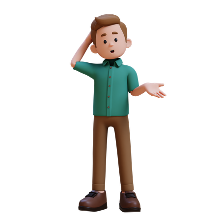 Young Man Giving Confused Pose  3D Illustration