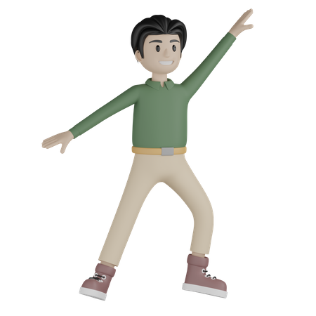 Young man giving dancing pose  3D Illustration