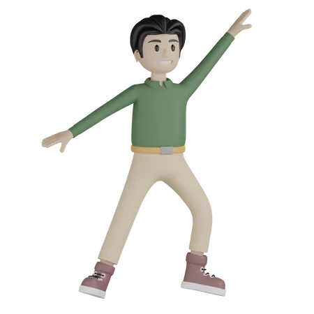 Young man giving dancing pose  3D Illustration