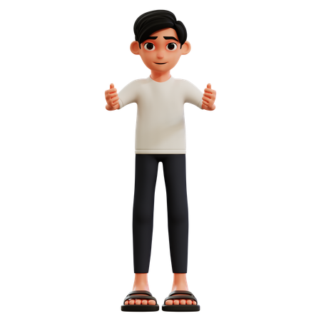 Young Man Giving Double Thumbs Up  3D Icon