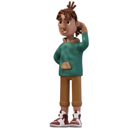 Young Man Giving Embarrassed Pose  3D Illustration