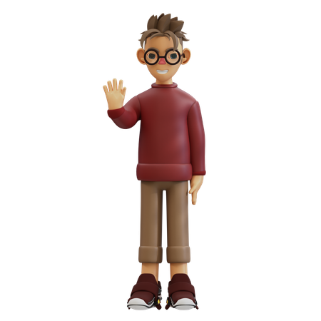 Young Man Giving Greeting Pose  3D Illustration