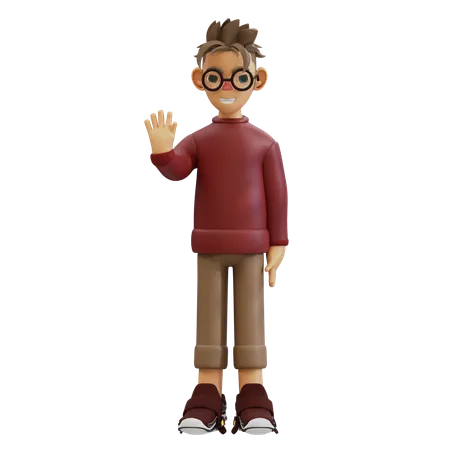 Young Man Giving Greeting Pose  3D Illustration