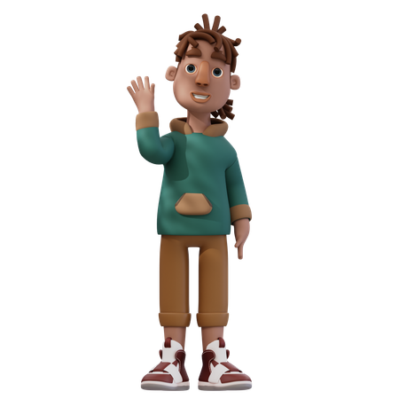 Young Man Giving Greeting Pose  3D Illustration