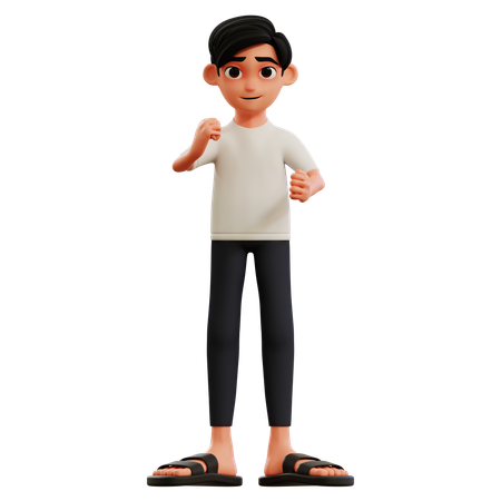 Young Man Giving Happy Pose  3D Illustration